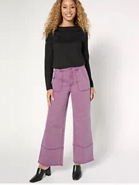 LOGO by Lori Goldstein Wide-Leg Pants in Dusty Mauve